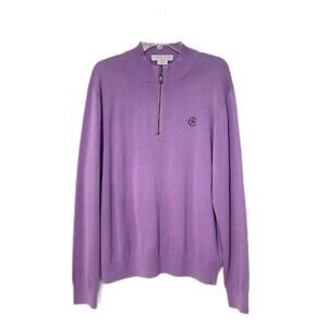 MARTIN Quarter Zip Sweater Golf Hiking Men L Merino Wool Cotton Blend Purple